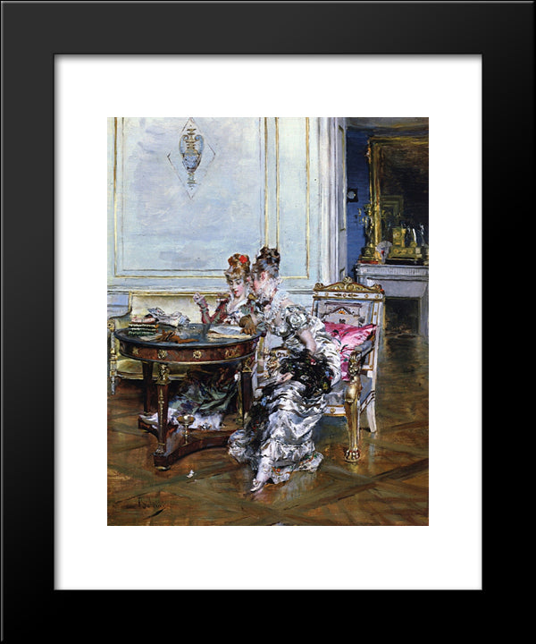 Confidences 20x24 Black Modern Wood Framed Art Print Poster by Boldini, Giovanni