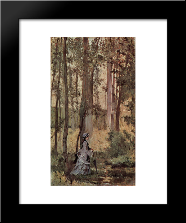 Dame Im Wald 20x24 Black Modern Wood Framed Art Print Poster by Fattori, Giovanni