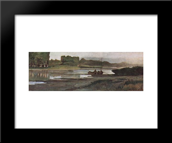 L'Arno Presso Bellariva 20x24 Black Modern Wood Framed Art Print Poster by Fattori, Giovanni