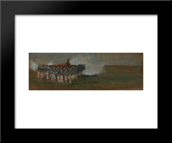Quadrato Di Villafranca Or Esercitazione Di Tiro 20x24 Black Modern Wood Framed Art Print Poster by Fattori, Giovanni