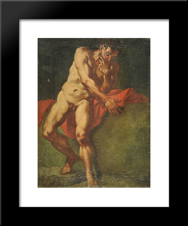 Nudo Maschile 20x24 Black Modern Wood Framed Art Print Poster by Lama, Giulia