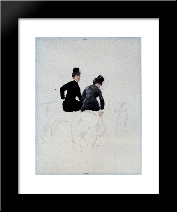 Amazzoni 20x24 Black Modern Wood Framed Art Print Poster by Nittis, Giuseppe de
