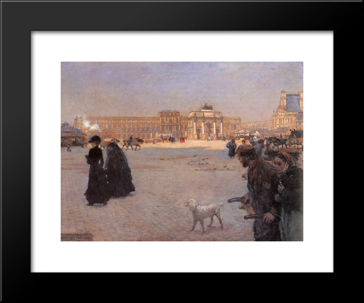 La Place Du Carrousel, Paris The Ruins Of The Tuileries 20x24 Black Modern Wood Framed Art Print Poster by Nittis, Giuseppe de