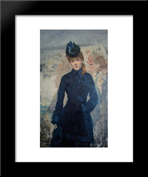Promenade Hivernale 20x24 Black Modern Wood Framed Art Print Poster by Nittis, Giuseppe de