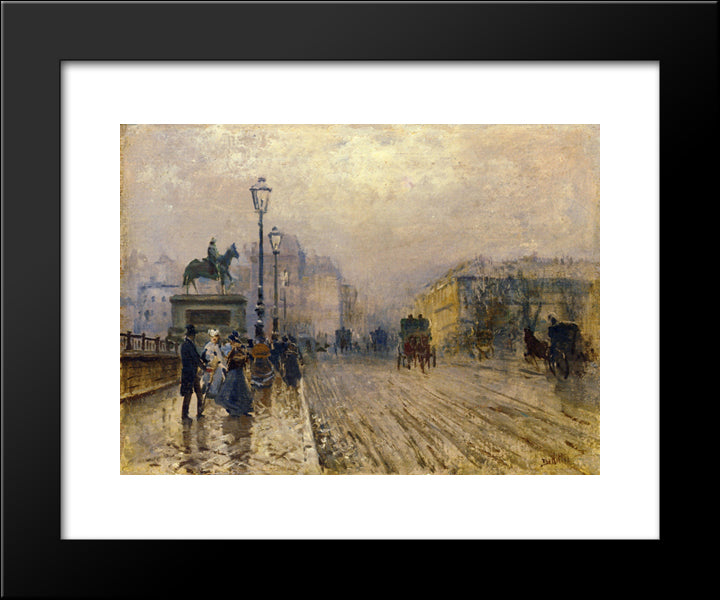 Rue De Paris With Carriages 20x24 Black Modern Wood Framed Art Print Poster by Nittis, Giuseppe de