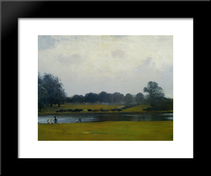 The Serpentine Hyde Park 20x24 Black Modern Wood Framed Art Print Poster by Nittis, Giuseppe de