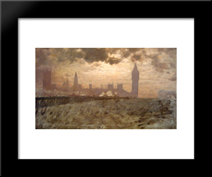 Westminster Bridge 20x24 Black Modern Wood Framed Art Print Poster by Nittis, Giuseppe de