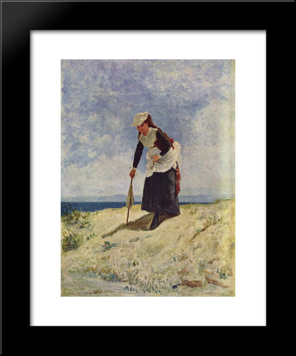 Woman On The Beach 20x24 Black Modern Wood Framed Art Print Poster by Nittis, Giuseppe de