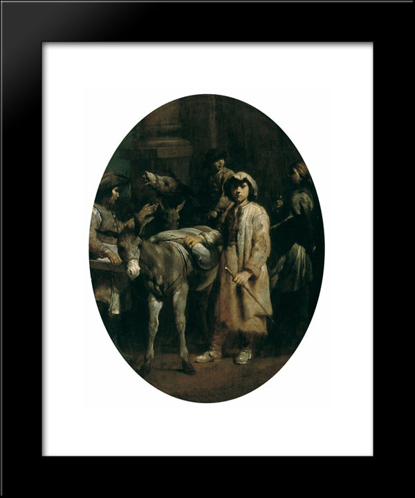 Peasants With Donkeys 20x24 Black Modern Wood Framed Art Print Poster by Crespi, Giuseppe Maria