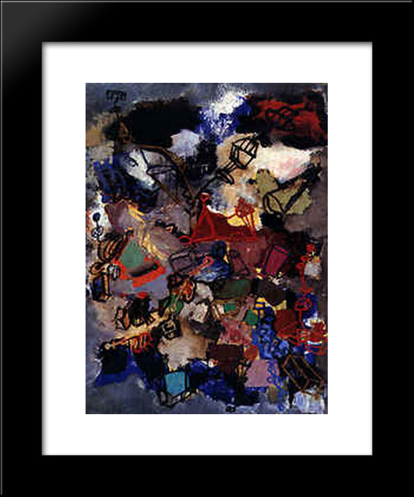 Drunkenness In Verdun 20x24 Black Modern Wood Framed Art Print Poster by Pinot Gallizio, Giuseppe