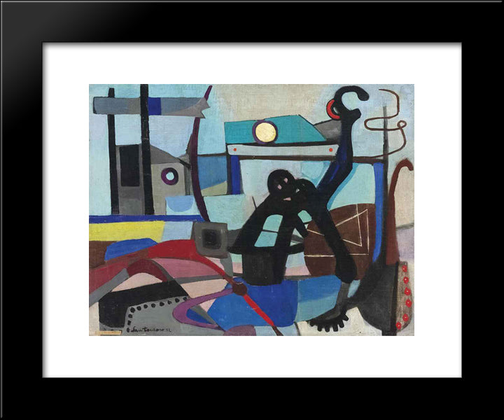 Struttura Marina 20x24 Black Modern Wood Framed Art Print Poster by Santomaso, Giuseppe