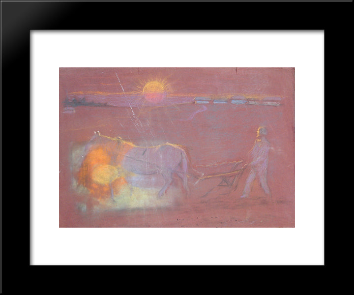 Morning Plowing 20x24 Black Modern Wood Framed Art Print Poster by Grigoriy, Goldstein