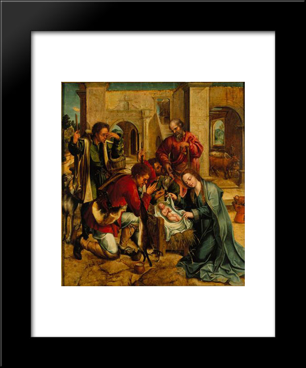Adoraco Dos Pastores 20x24 Black Modern Wood Framed Art Print Poster by Lopes, Gregorio