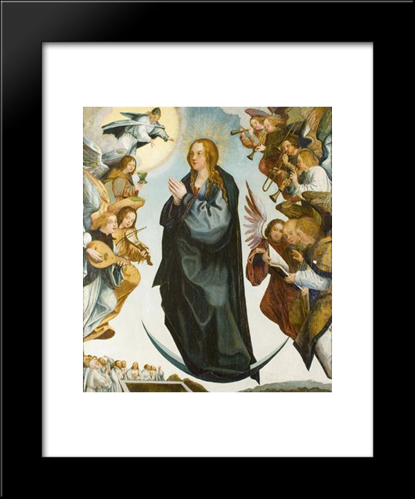 Assunco Da Virgem Ladeada De Anjos Mosicos 20x24 Black Modern Wood Framed Art Print Poster by Lopes, Gregorio