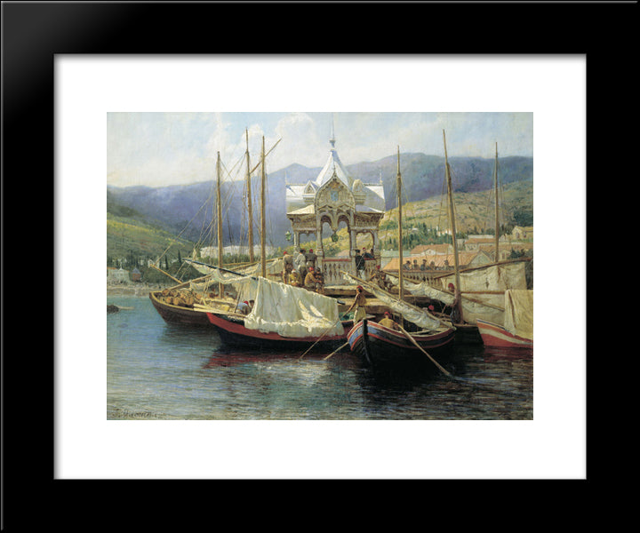 Enbarkement In Yalta 20x24 Black Modern Wood Framed Art Print Poster by Myasoyedov, Grigoriy
