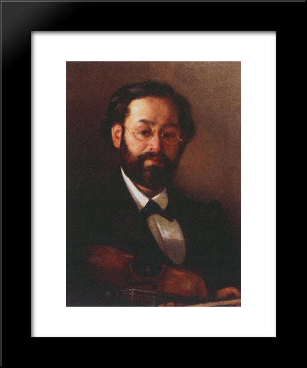 Portrait Of Fiddler V. G. Walter 20x24 Black Modern Wood Framed Art Print Poster by Myasoyedov, Grigoriy