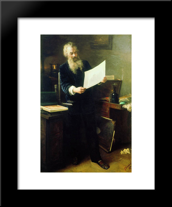 Portrait Of Shishkin 20x24 Black Modern Wood Framed Art Print Poster by Myasoyedov, Grigoriy