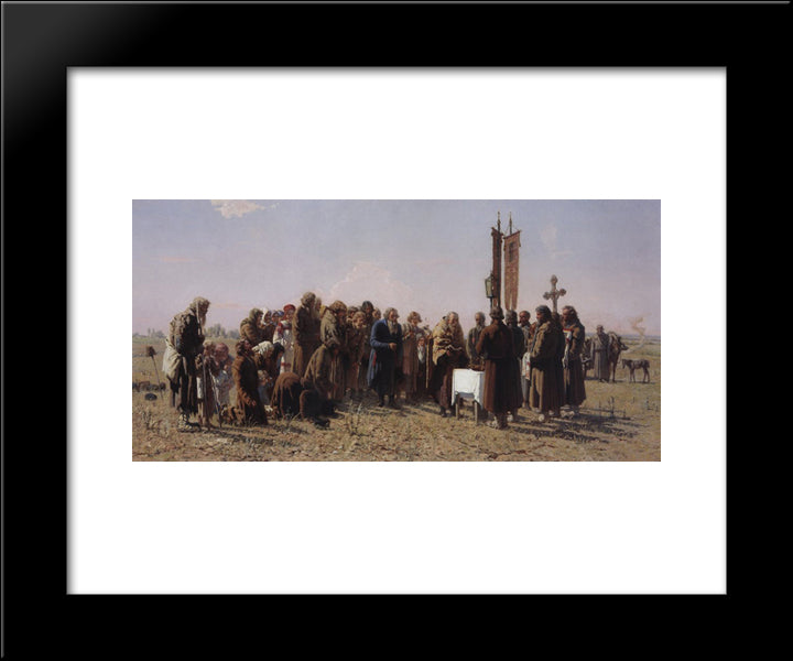 Prayer In Time Of Drought 20x24 Black Modern Wood Framed Art Print Poster by Myasoyedov, Grigoriy