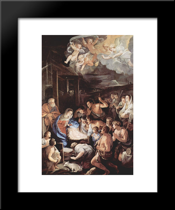 Adoration Of The Shepherds 20x24 Black Modern Wood Framed Art Print Poster by Reni, Guido