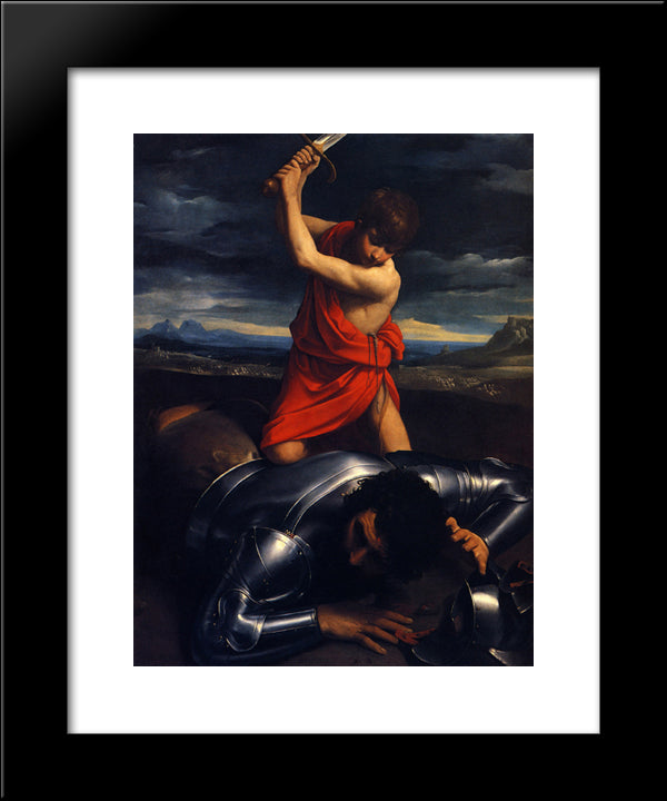 David And Goliath 20x24 Black Modern Wood Framed Art Print Poster by Reni, Guido