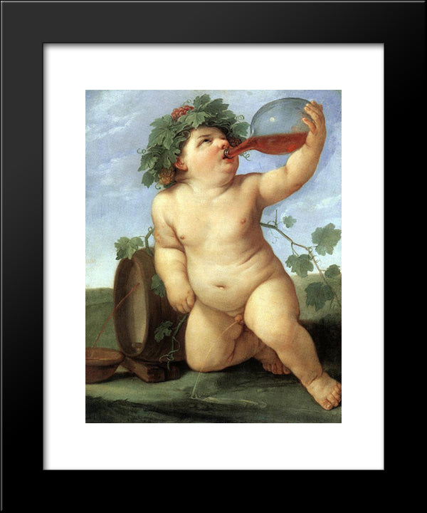 Drinking Bacchus 20x24 Black Modern Wood Framed Art Print Poster by Reni, Guido