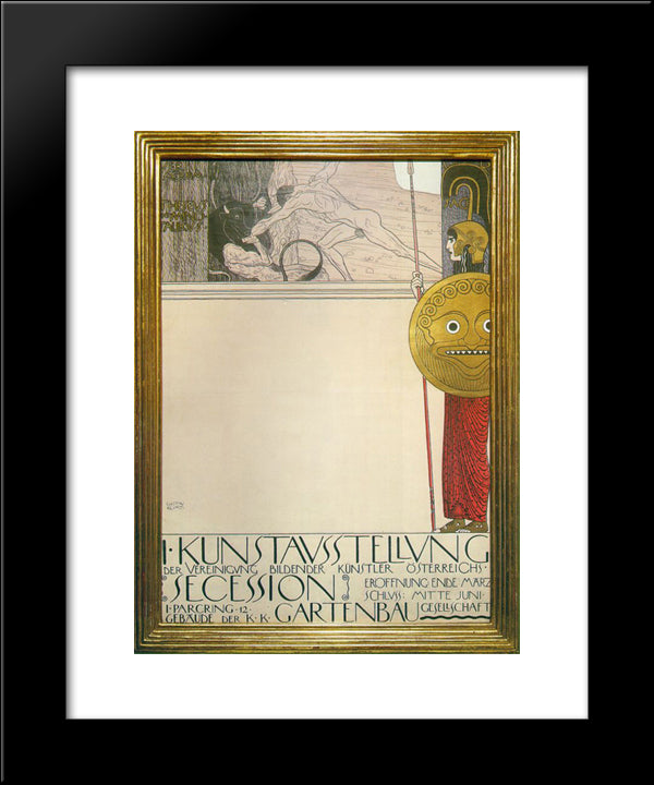 Poster For The First Art Exhibition Of The Secession Art Movement 20x24 Black Modern Wood Framed Art Print Poster by Klimt, Gustav