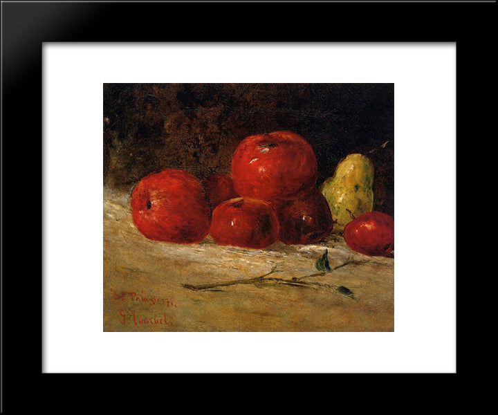 Still Life Apples And Pears 20x24 Black Modern Wood Framed Art Print Poster by Courbet, Gustave