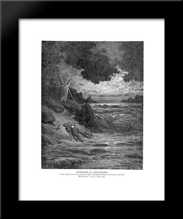 Buonconte Da Montefeltro 20x24 Black Modern Wood Framed Art Print Poster by Dore, Gustave