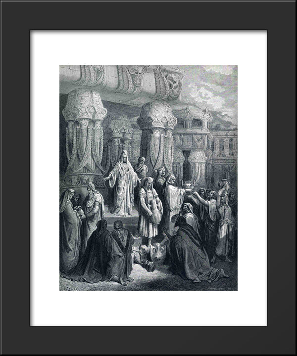 Cyrus Restores The Vessels Of The Temple 20x24 Black Modern Wood Framed Art Print Poster by Dore, Gustave