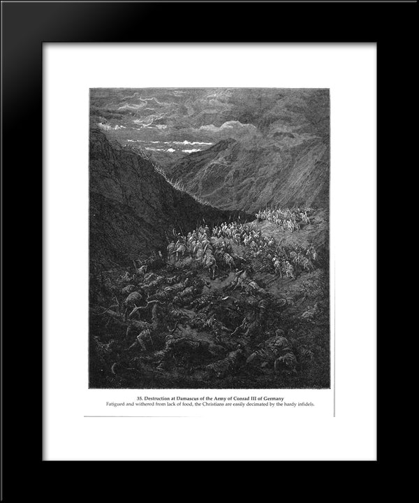 Destruction At Damascus Of The Army Of Conrad Iii Of Germany 20x24 Black Modern Wood Framed Art Print Poster by Dore, Gustave