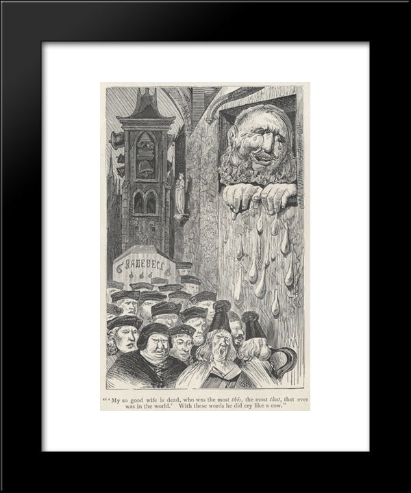 Frontispiece Of All Five Books Of Gargantua And Pantagruel 20x24 Black Modern Wood Framed Art Print Poster by Dore, Gustave