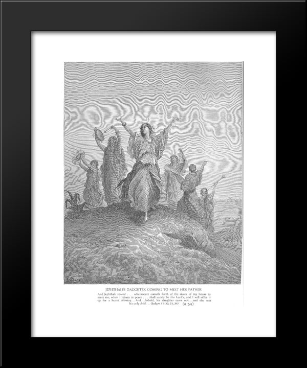 Jephthah'S Daughter Comes To Meet Her Father 20x24 Black Modern Wood Framed Art Print Poster by Dore, Gustave