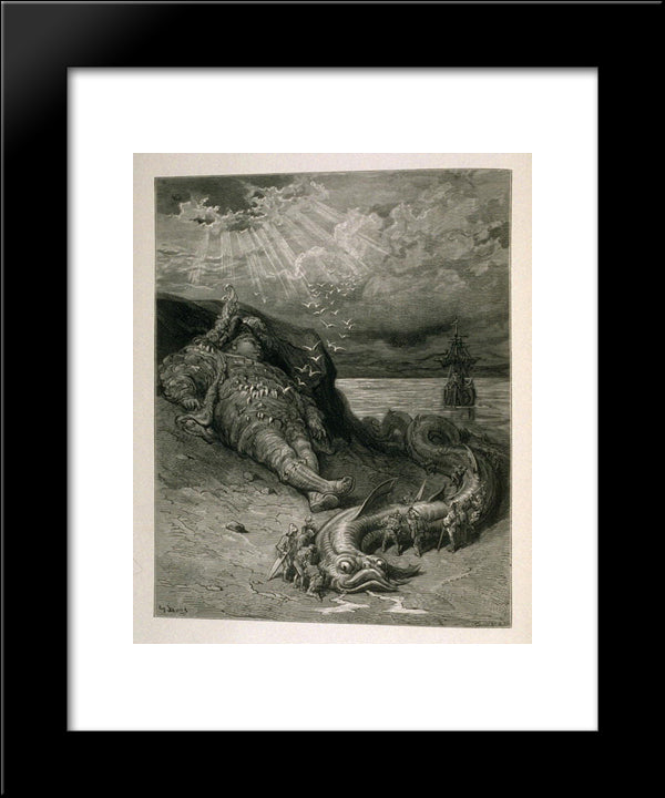 Pantagruel 20x24 Black Modern Wood Framed Art Print Poster by Dore, Gustave