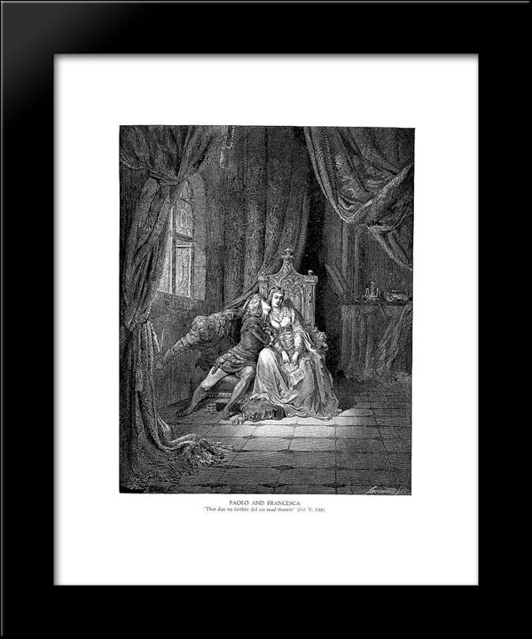 Paolo And Francesca 20x24 Black Modern Wood Framed Art Print Poster by Dore, Gustave