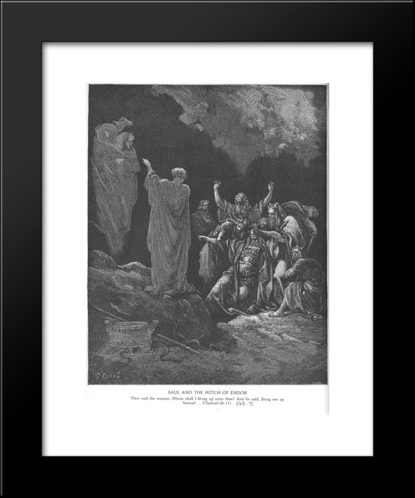 Saul And The Witch Of Endor 20x24 Black Modern Wood Framed Art Print Poster by Dore, Gustave
