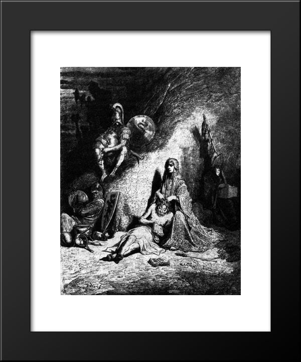 Semiramide, Spidocchiatrice Di Straccioni 20x24 Black Modern Wood Framed Art Print Poster by Dore, Gustave