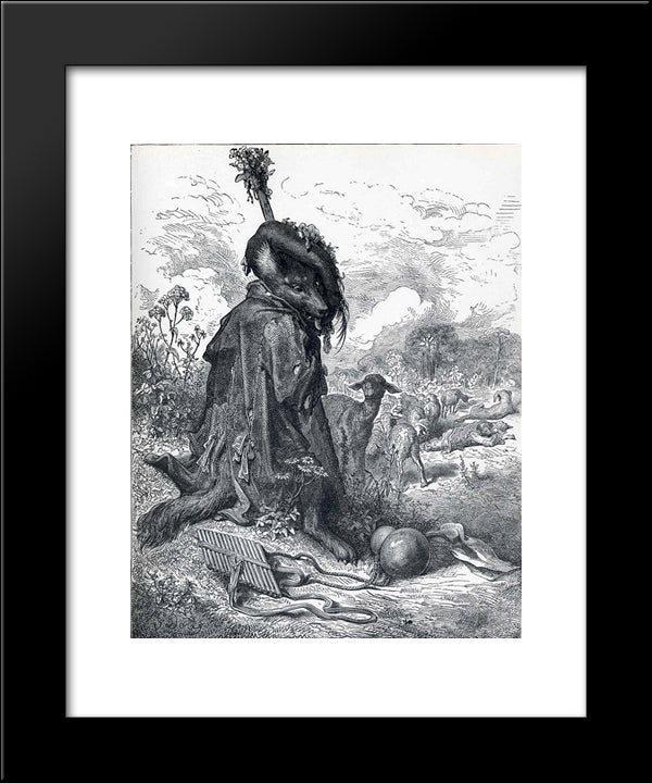 Shepherd Wolf 20x24 Black Modern Wood Framed Art Print Poster by Dore, Gustave
