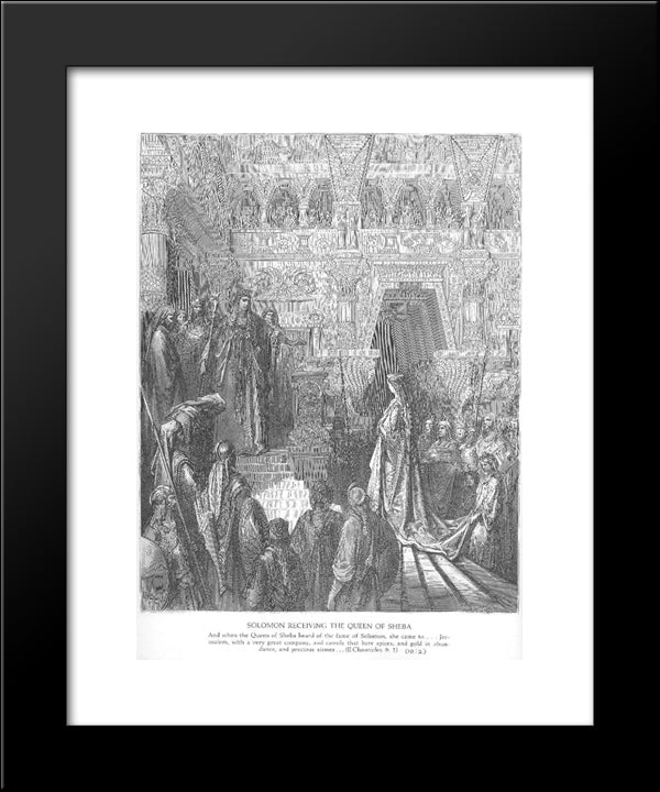 Solomon Receives The Queen Of Sheba 20x24 Black Modern Wood Framed Art Print Poster by Dore, Gustave