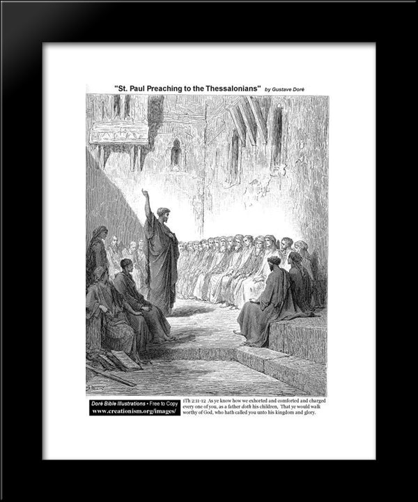 St.Paulpreachingtothethessalonians 20x24 Black Modern Wood Framed Art Print Poster by Dore, Gustave