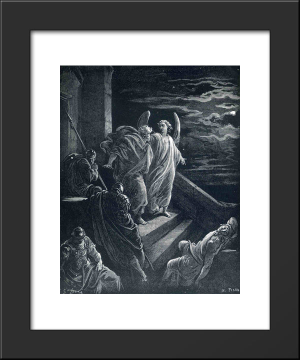 St.Peter Delivered From Prison 20x24 Black Modern Wood Framed Art Print Poster by Dore, Gustave