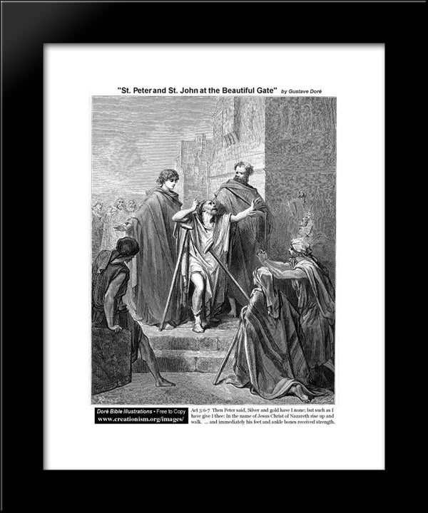 St Peter And St John At Beautiful Gate 20x24 Black Modern Wood Framed Art Print Poster by Dore, Gustave