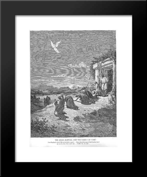 The Angel Raphael And The Family Of Tobit 20x24 Black Modern Wood Framed Art Print Poster by Dore, Gustave