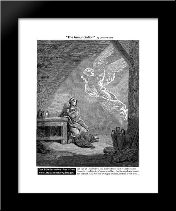 The Annunciation 20x24 Black Modern Wood Framed Art Print Poster by Dore, Gustave