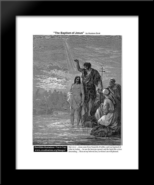 The Baptism Of Jesus 20x24 Black Modern Wood Framed Art Print Poster by Dore, Gustave