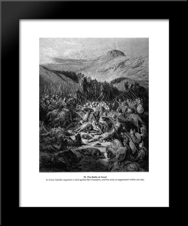 The Battle Of Arsuf 20x24 Black Modern Wood Framed Art Print Poster by Dore, Gustave