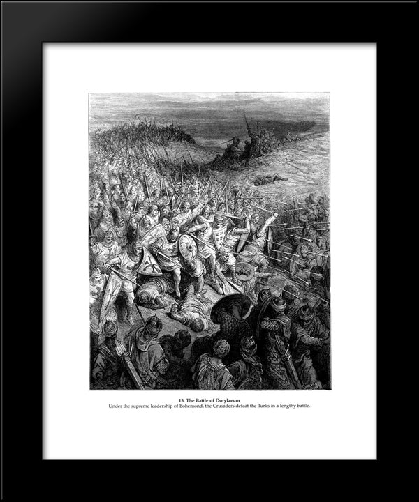 The Battle Of Dorylaeum 20x24 Black Modern Wood Framed Art Print Poster by Dore, Gustave