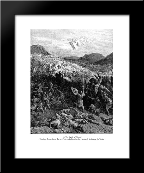 The Battle Of Nicaea In 1097 20x24 Black Modern Wood Framed Art Print Poster by Dore, Gustave