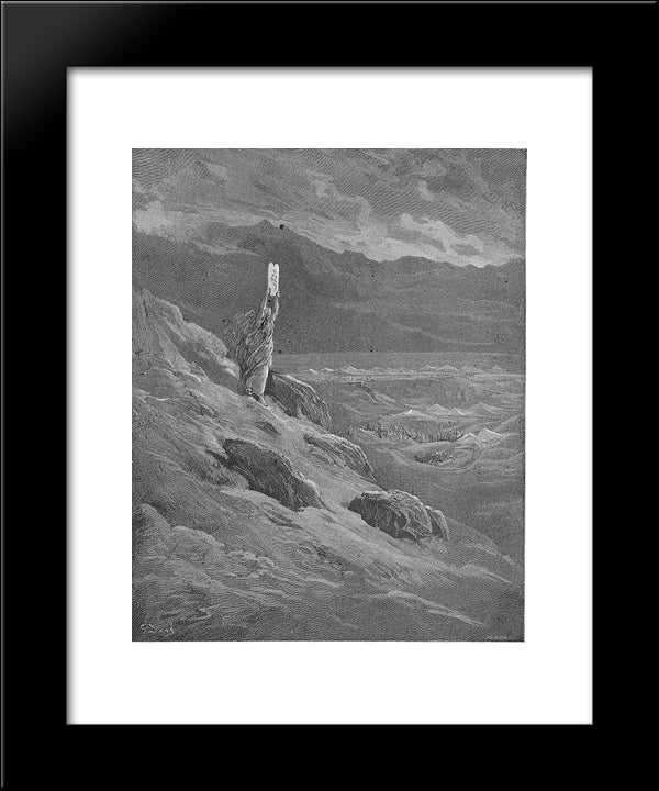 The Beseech That Moses Might Report To Them His Will And Terror Cease 20x24 Black Modern Wood Framed Art Print Poster by Dore, Gustave