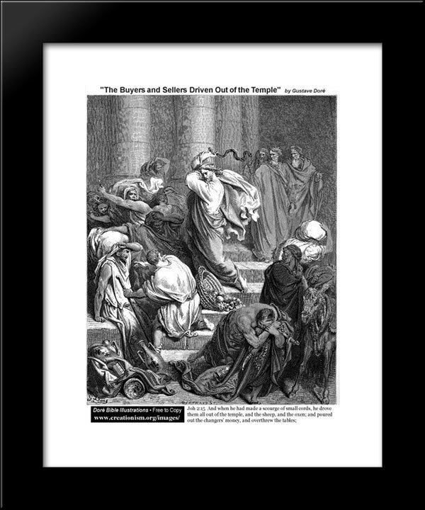 The Buyers And Sellers Driven Out Of Temple 20x24 Black Modern Wood Framed Art Print Poster by Dore, Gustave