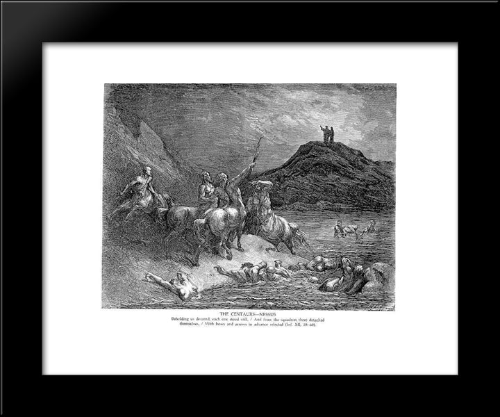 The Centaurs--Nessus 20x24 Black Modern Wood Framed Art Print Poster by Dore, Gustave